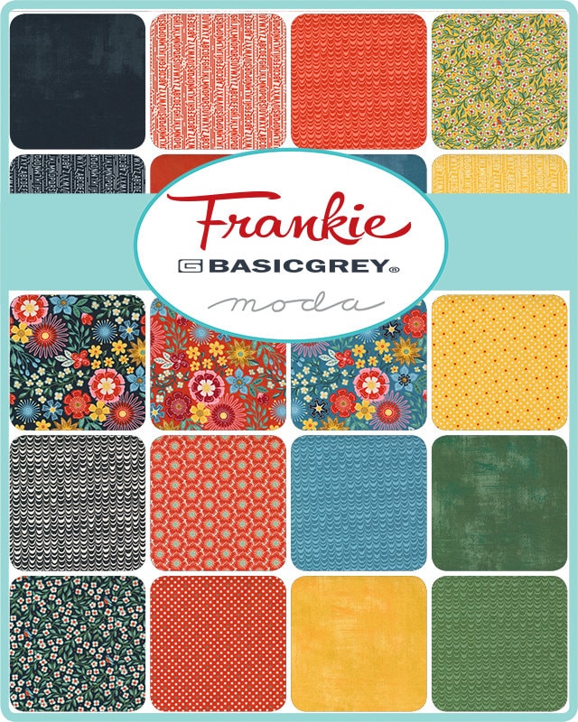 Frankie Charm Pack - Moda 30670PP, 42 5" Fabric Squares, Floral Charm Pack, Modern Floral Charm Pack, Green Yellow Orange Charm