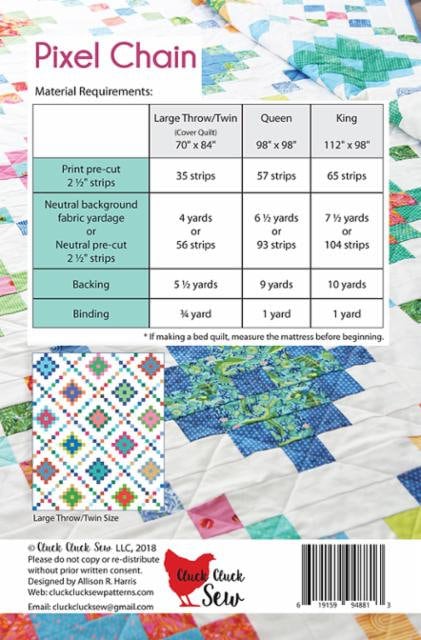 Pixel Chain Quilt Pattern - Cluck Cluck Sew 182, Modern Chain Quilt Pattern, Jelly Roll Quilt Pattern in Three Sizes