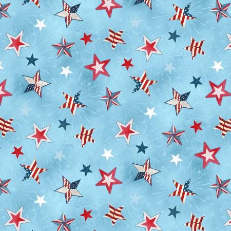 Americana Denim Stars Patriotic Fabric - Wilmington Prints 84468-403, Red White Blue Patriotic Stars Fabric, Americana Fabric - By the Yard