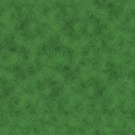 Fall for Autumn Green Blender Leaves Fabric with Gold Metallic - Hoffman Fabrics U4989H-60G, Green Leaves Tonal Fabric, By the Yard