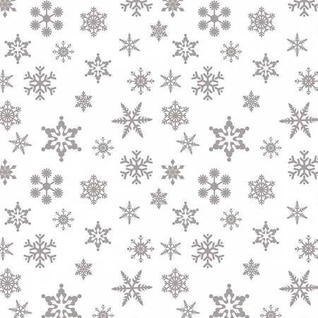 Snowflake Sparkle Silver Fabric - Riley Blake Designs SC566R-SILVER, White with Silver Metallic Christmas Snowflake Fabric - By the Yard