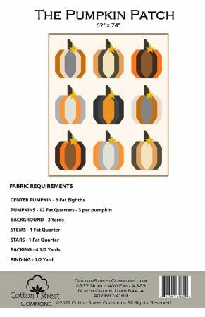 The Pumpkin Patch Quilt Pattern - Cotton Street Commons 250, Fat Quarter Fall Pumpkin Quilt Pattern, Scrap Friendly Pumpkin Quilt Pattern