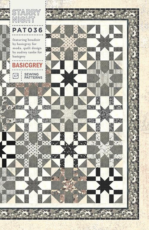 Starry Night Quilt Pattern - BasicGrey PAT036, Modern Star Quilt Pattern - Fat Eighth Friendly Quilt Pattern - Boujoir Quilt Pattern