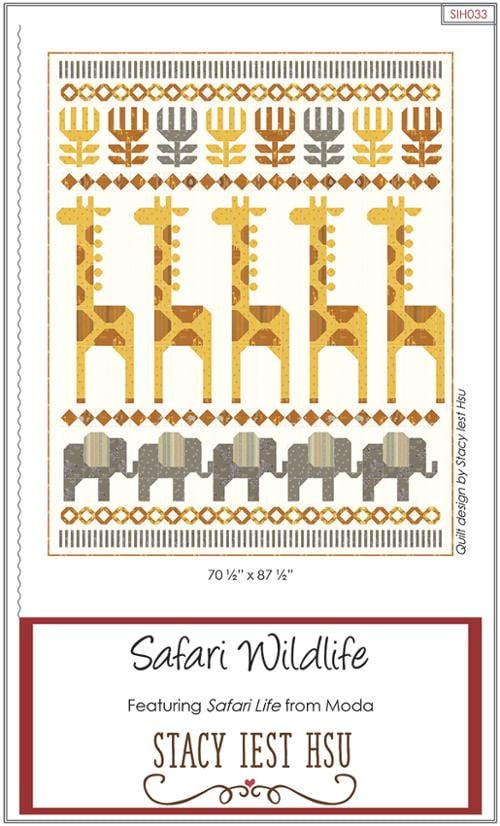 Safari Wildlife Quilt Pattern - Stacy Iest Hsu 018, Giraffe and Elephant Quilt Pattern, Zoo Animals Quilt Pattern
