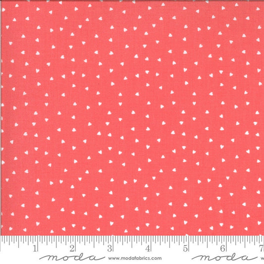 Hello Sunshine Posie Pink Hearts Fabric - 35" REMNANT CUT - Moda 36355-15, Pink and White Hearts Fabric, Pink Blender Fabric