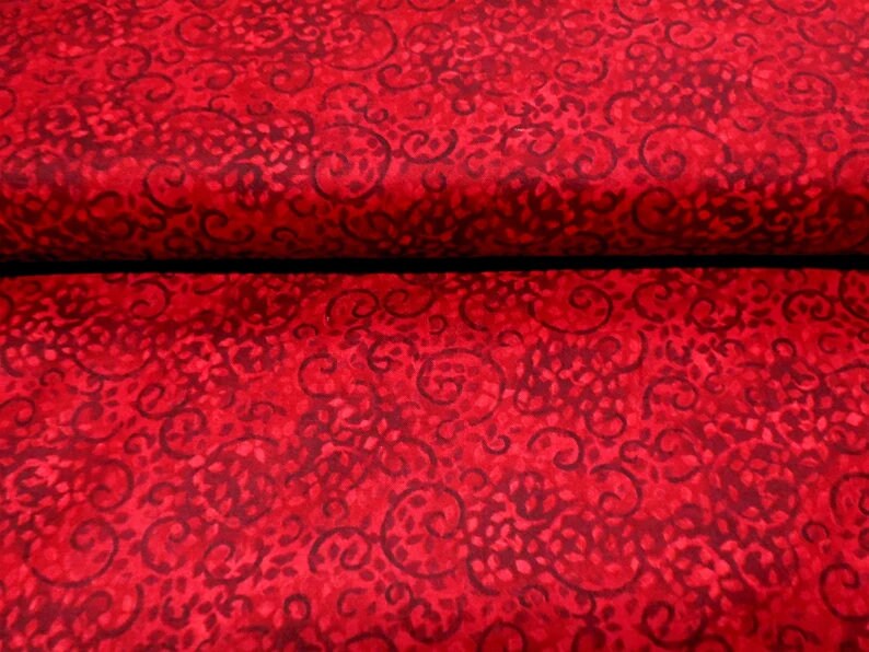 Ruby Slippers Red Scroll Fabric Wilmington Essentials Wilmington Prints 26035-333, Dark Red Blender Fabric, Red Tonal Fabric - By the Yard
