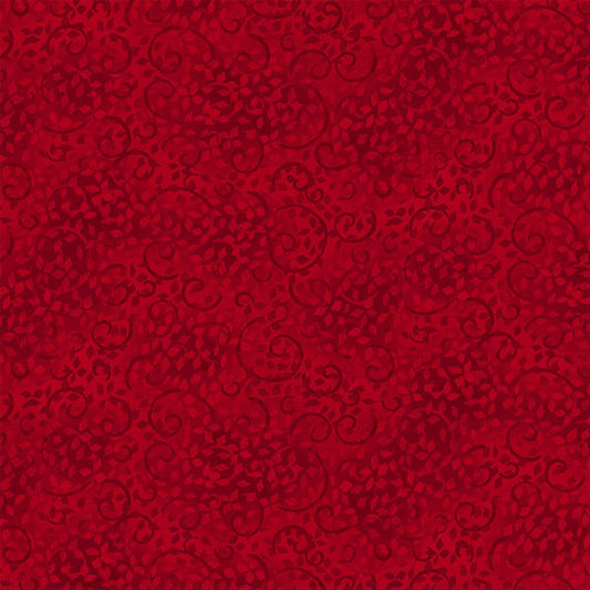 Ruby Slippers Red Scroll Fabric - 20" REMNANT CUT - Wilmington Essentials Wilmington Prints 26035-333, Dark Red Blender Fabric