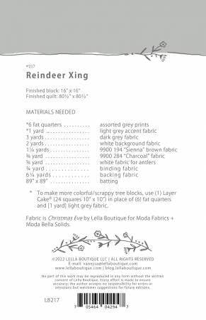 Reindeer Xing Quilt Pattern - Lella Boutique 217, Christmas Reindeer Quilt Pattern, Fat Quarter Friendly Christmas Quilt Pattern