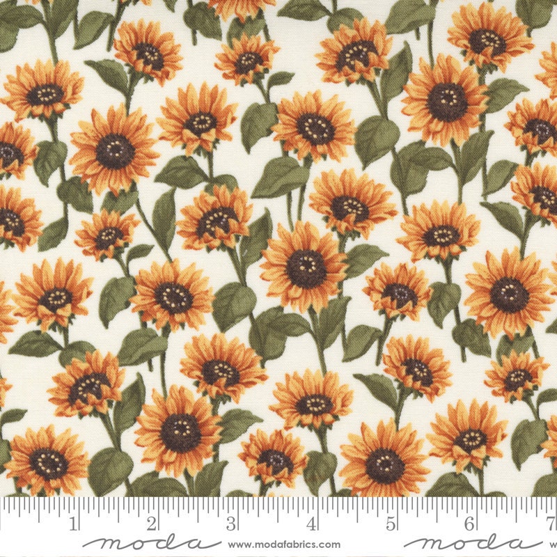 Sunflower Garden Charm Pack - Moda 6890PPM, Sunflower Themed Floral Charm Pack, Sunflowers and Butterflies Fall Colors Floral Fabric Squares