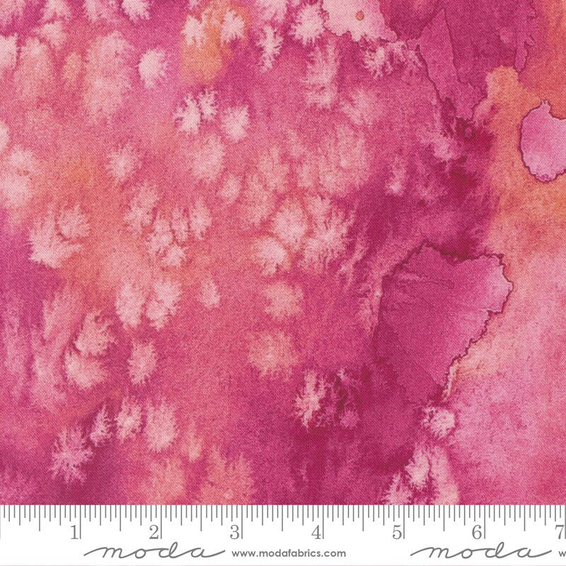 Chickadee Rose Flow Blender Fabric Moda 8433 57, Dark Rose Pink Watercolor Blender Fabric, By the Yard