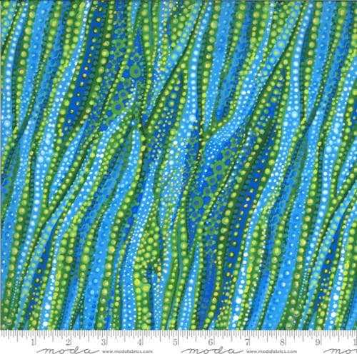 Dreamscapes Digital Blue Green Fabric - 23" REMNANT CUT - Moda 51244-14D, Blue Green Modern Striped Fabric