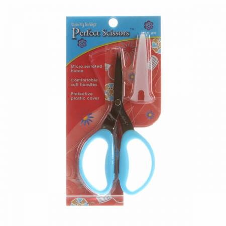 Perfect Scissors by Karen Kay Buckley KKBPSM - 6 inch Medium Blue, Micro Serrated Blade, Right or Left Hand Sewing Scissors