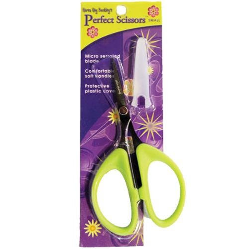 Perfect Scissors by Karen Kay Buckley KB002 - 4 inch Small Green Micro Serrated Blade, Right or Left Hand Sewing Scissors