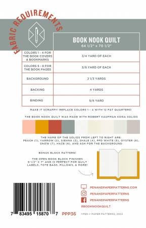 Book Nook Quilt Pattern - Pen & Paper Patterns PPP36, Book Themed Quilt Pattern, Scrap Friendly Quilt Pattern