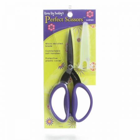 Perfect Scissors by Karen Kay Buckley KKBPSL - 7 1/2 inch Large Purple Scissors, Micro Serrated Blade, Right or Left Hand Sewing Scissors