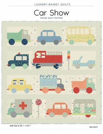 Car Show Pieced Quilt Pattern - Laundry Basket Quilts LBQ-1224-P, Car Themed Quilt Pattern, Fat Eighth Friendly Car Quilt Pattern