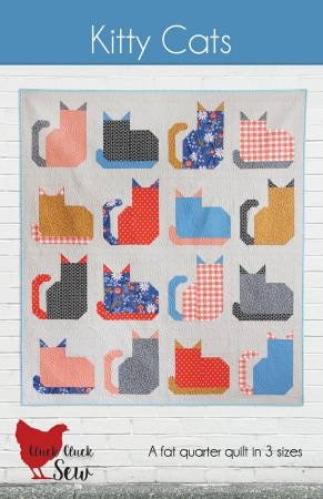 Kitty Cats Quilt Pattern - Cluck Cluck Sew #CCS212, Cat Themed Quilt Pattern in Three Sizes, Fat Quarter Friendly Cat Lover Quilt Pattern