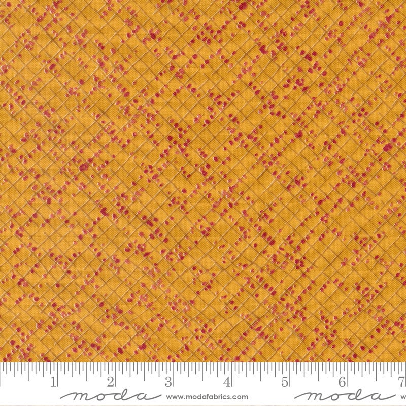 Wild Blossoms Blotted Graph Paper Honeycomb Blender Fabric Moda 48737-17, Orange Blender Fabric By the Yard