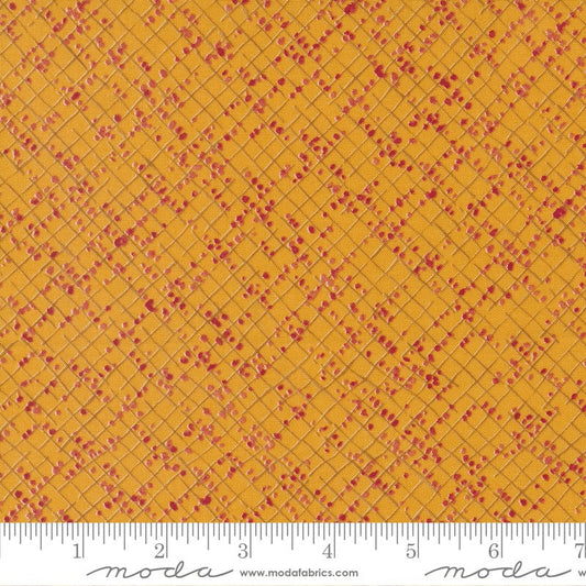 Wild Blossoms Blotted Graph Paper Honeycomb Blender Fabric Moda 48737-17, Orange Blender Fabric By the Yard