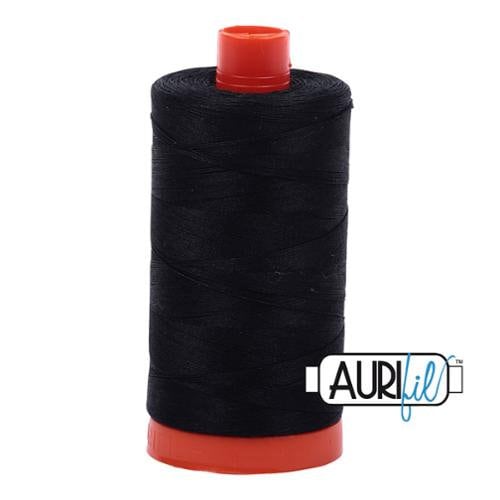 Aurifil 2692 Black Mako 50 wt Egyptian Cotton Thread - 1422 yds - Large Spool Egyptian Cotton Sewing and Quilting Thread