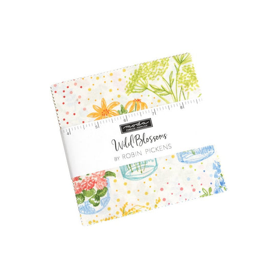 Wild Blossoms Charm Pack - Moda 48730PP, 42 5" Fabric Squares - Modern Floral Charm Pack