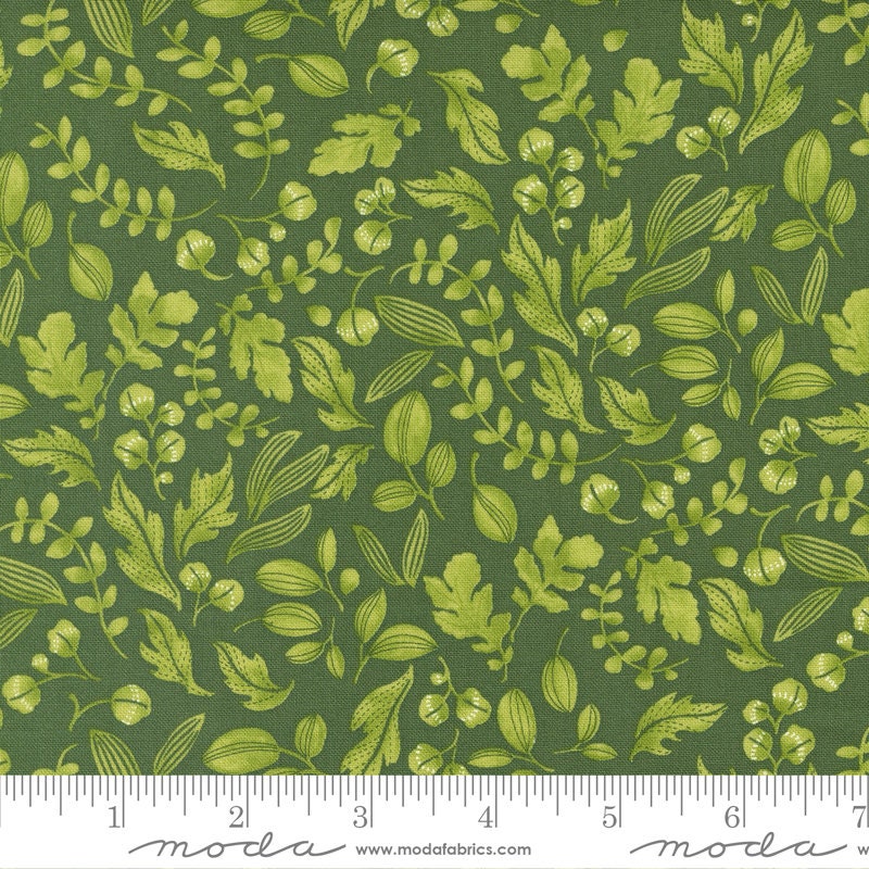 Wild Blossoms Leafy Florals Basil Green Blender Fabric 48736-16, Green Blender Fabric By the Yard