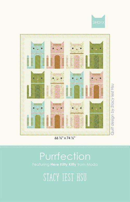 Purrfection Quilt Pattern - Stacy Iest Hsu SIH082, Cat Quilt Pattern - Cat Lover Quilt Pattern, Cat Themed Quilt Pattern