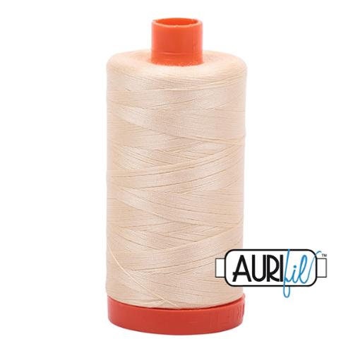 Aurifil 2123 Butter Mako 50 wt Egyptian Cotton Thread - 1422 yds - Large Spool Egyptian Cotton Sewing and Quilting Thread