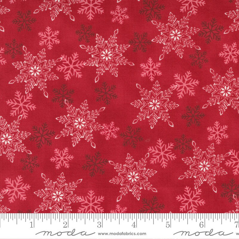 Home Sweet Holidays Red Snowflake Swirl Fabric - Moda Fabrics 56002-12, Red Snowflake Fabric, Snowflake Christmas Fabric, By the Yard
