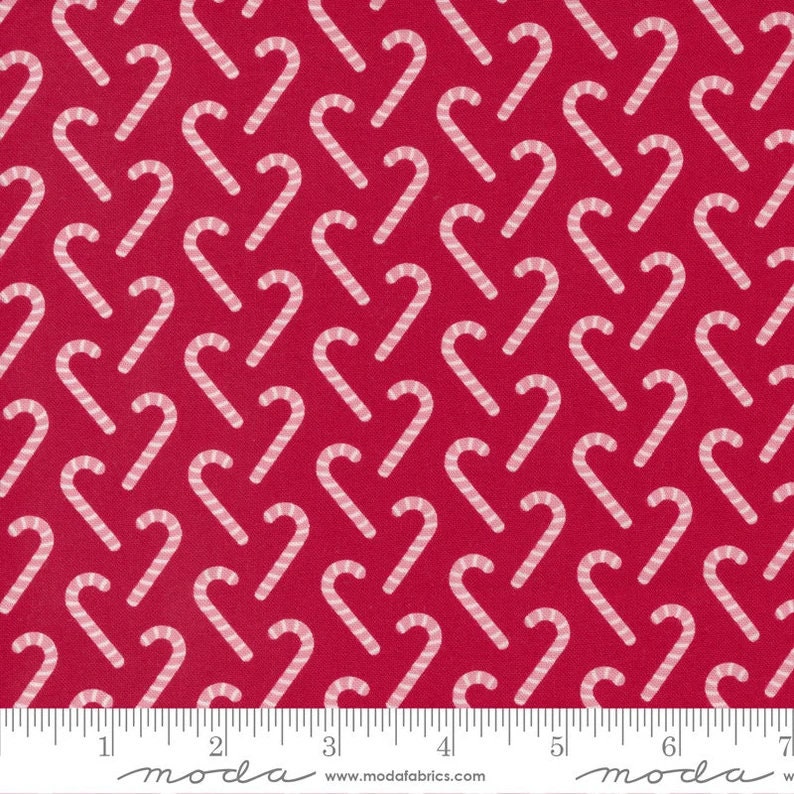 Candy Cane Lane Red Candy Cane Fabric - Moda Fabrics 24124-16, Red White Candy Cane Fabric, Christmas Blender Fabric, By the Yard