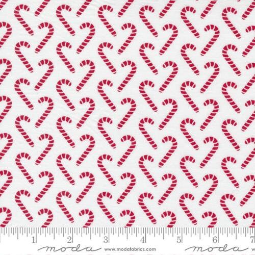 Candy Cane Lane Snow Candy Cane Fabric - Moda Fabrics 24124-13, Red White Candy Cane Fabric, Christmas Blender Fabric, By the Yard