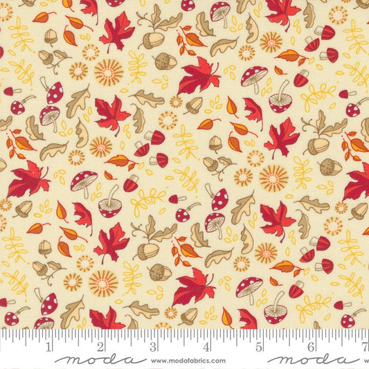 Forest Frolic Little Fall Fling Cream Fabric -Moda 48744 12, Fall Leaves Fabric, Fall Blender Fabric, By the Yard