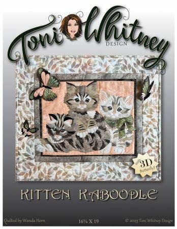 Kitten Kaboodle Art Quilt Pattern by Toni Whitney Design KK040TW, Cat Themed Applique Quilt Pattern, Raw Edge Fusible Cat Applique Pattern