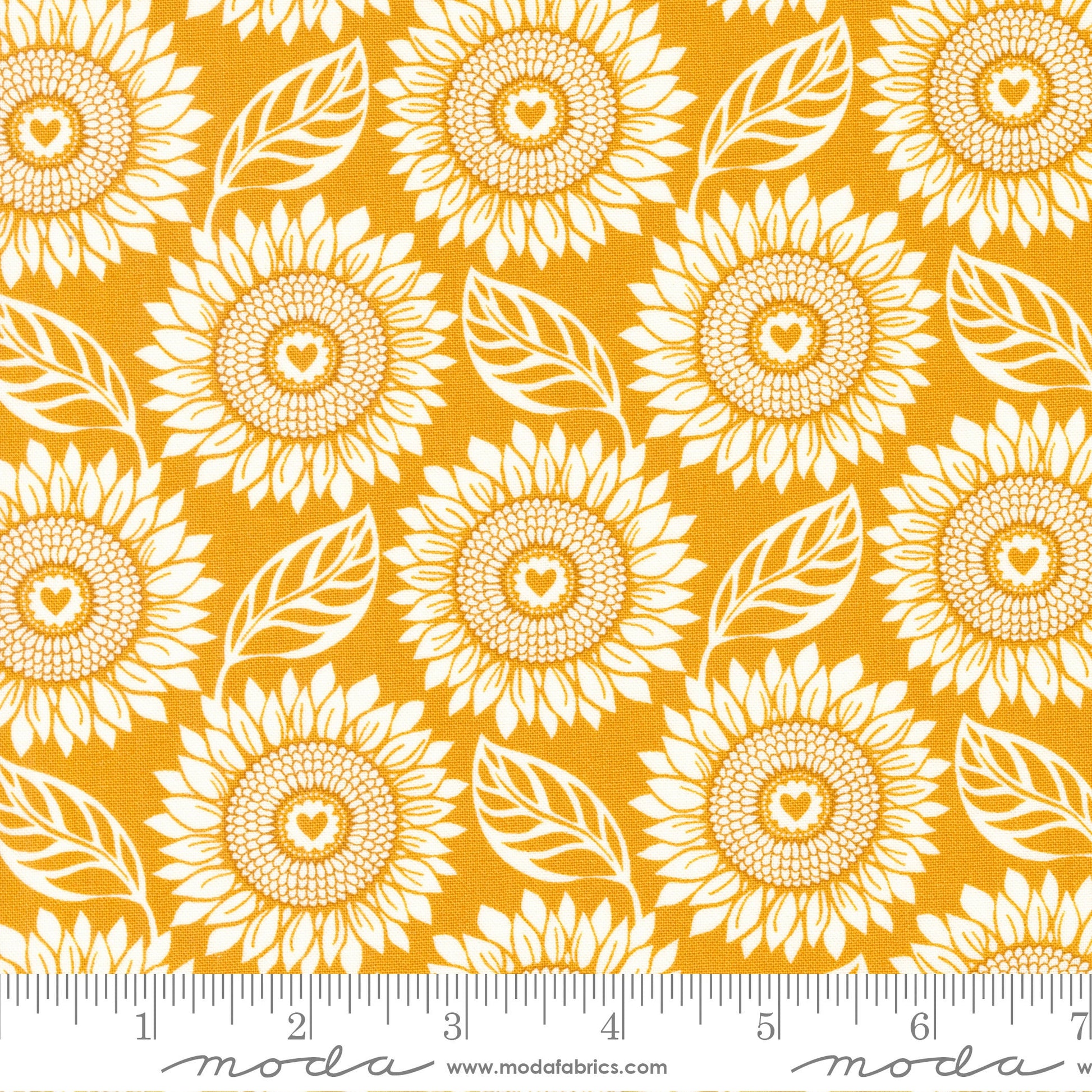 Sunflowers in my Heart Charm Pack - Kate Spain for Moda 27320PP, Sunflower Themed Floral Charm Pack, Modern Sunflower Fabric Precuts