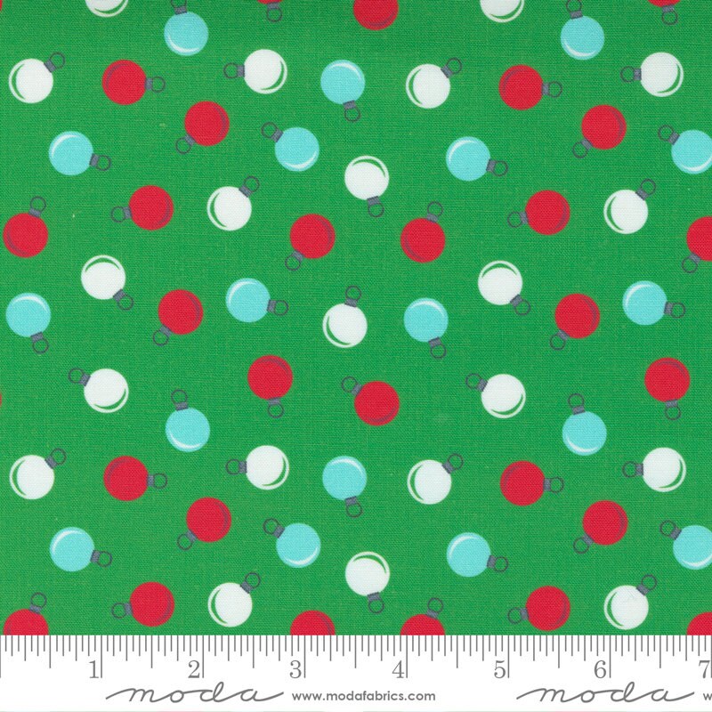 Holiday Essentials Christmas Green Ornament Fabric - Moda 20744-14, Green Christmas Fabric, Christmas Blender Fabric, By the Yard