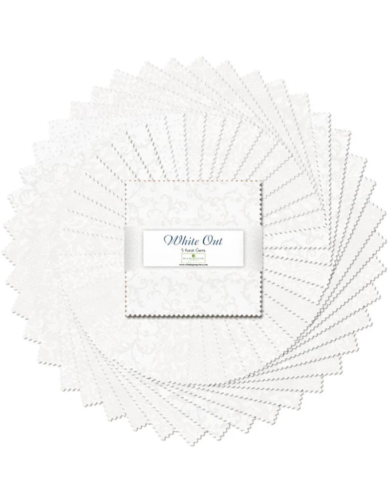 White Out Essentials 5 Karat Gems Charm Pack - Wilmington Prints Q507-12-507, White on White Fabric Charm Pack, White Blender Pre Cut Fabric