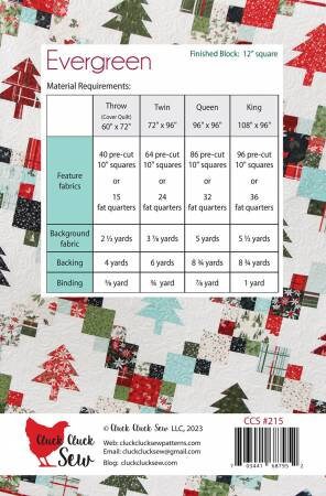 Evergreen Quilt Pattern - Cluck Cluck Sew CCS215, Christmas Tree Quilt Pattern, Layer Cake and Fat Quarter Friendly Christmas Quilt Pattern