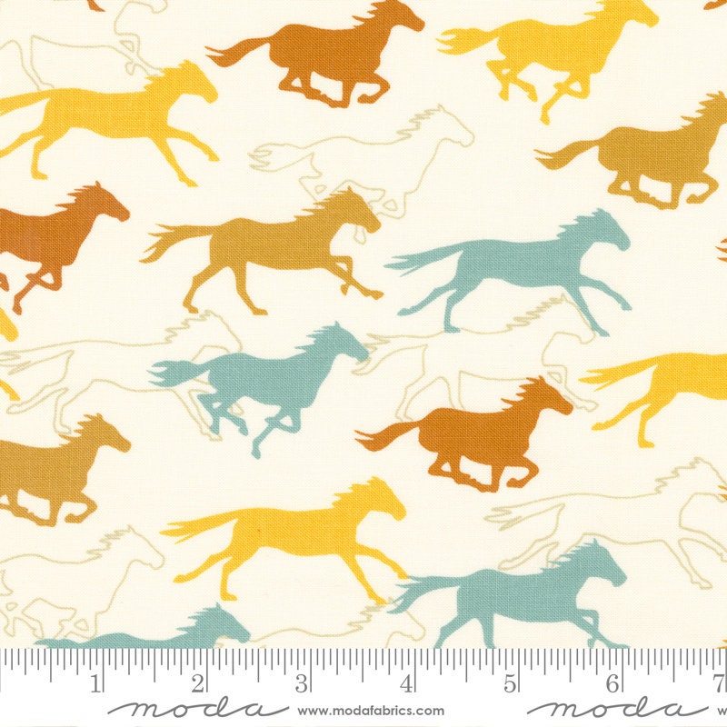 Ponderosa Open Range Novelty Horses Natural Fabric 20862-11, Horse Themed Fabric Neutral Colors, Horses Fabric By the Yard