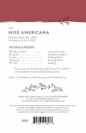 Miss Americana Quilt Pattern - Lella Boutique LB225, Patriotic Quilt Pattern - American Flag Quilt Pattern - Americana Quilt Pattern