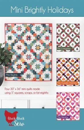 Mini Brightly Holidays Quilt Pattern - Includes 4 mini-sized Quilt Patterns - Cluck Cluck Sew CCS219, Mini Quilts Pattern Collection