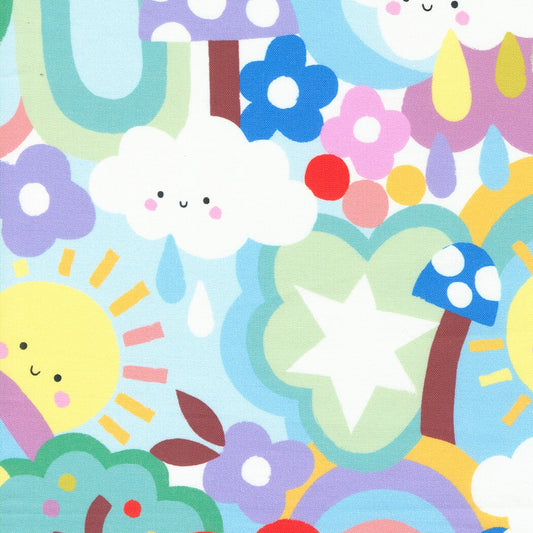 Whatever the Weather Rainbow Garden Fabric - Moda 25142-11, Colorful Baby Fabric, Gender Neutral Baby Fabric, Unisex Baby Fabric By the Yard