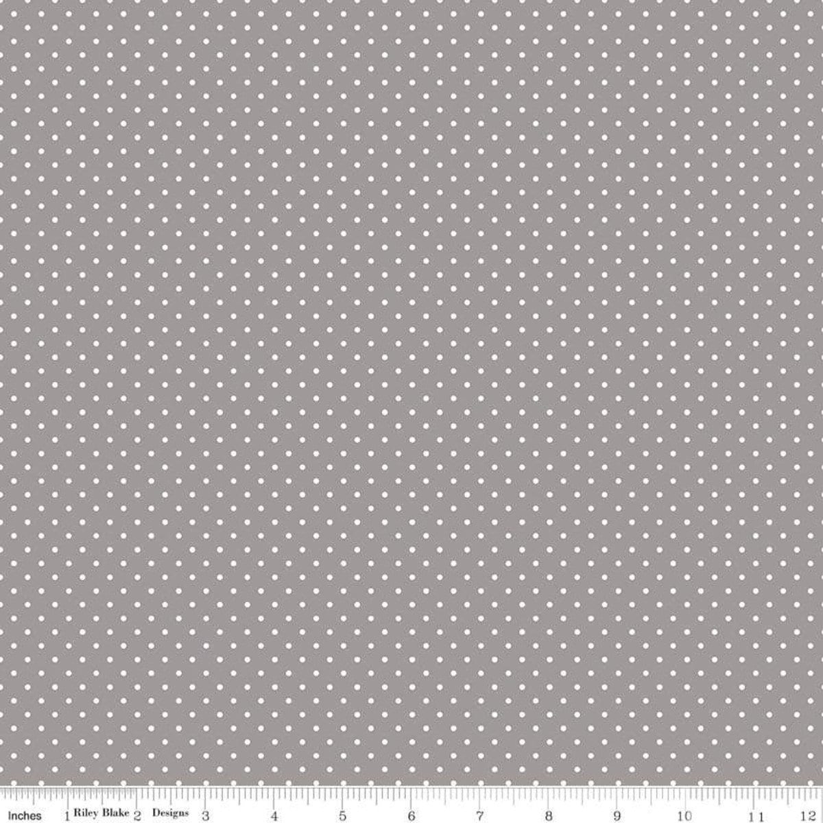 Swiss Dots White on Gray Fabric - Riley Blake Designs C670-40GRAY, White on Gray Dots Fabric, Gray and White Blender Fabric By the Yard