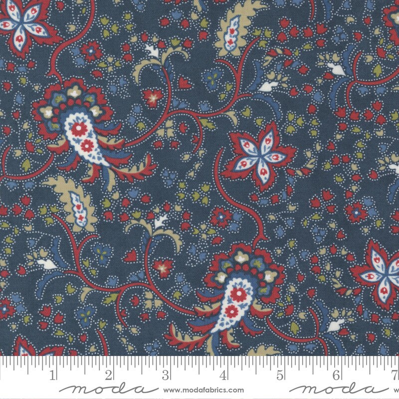 Union Square Charm Pack by Minnick & Simpson - Moda 14950PP, 42 5" Fabric Squares - Red Blue Green Floral Charm Pack