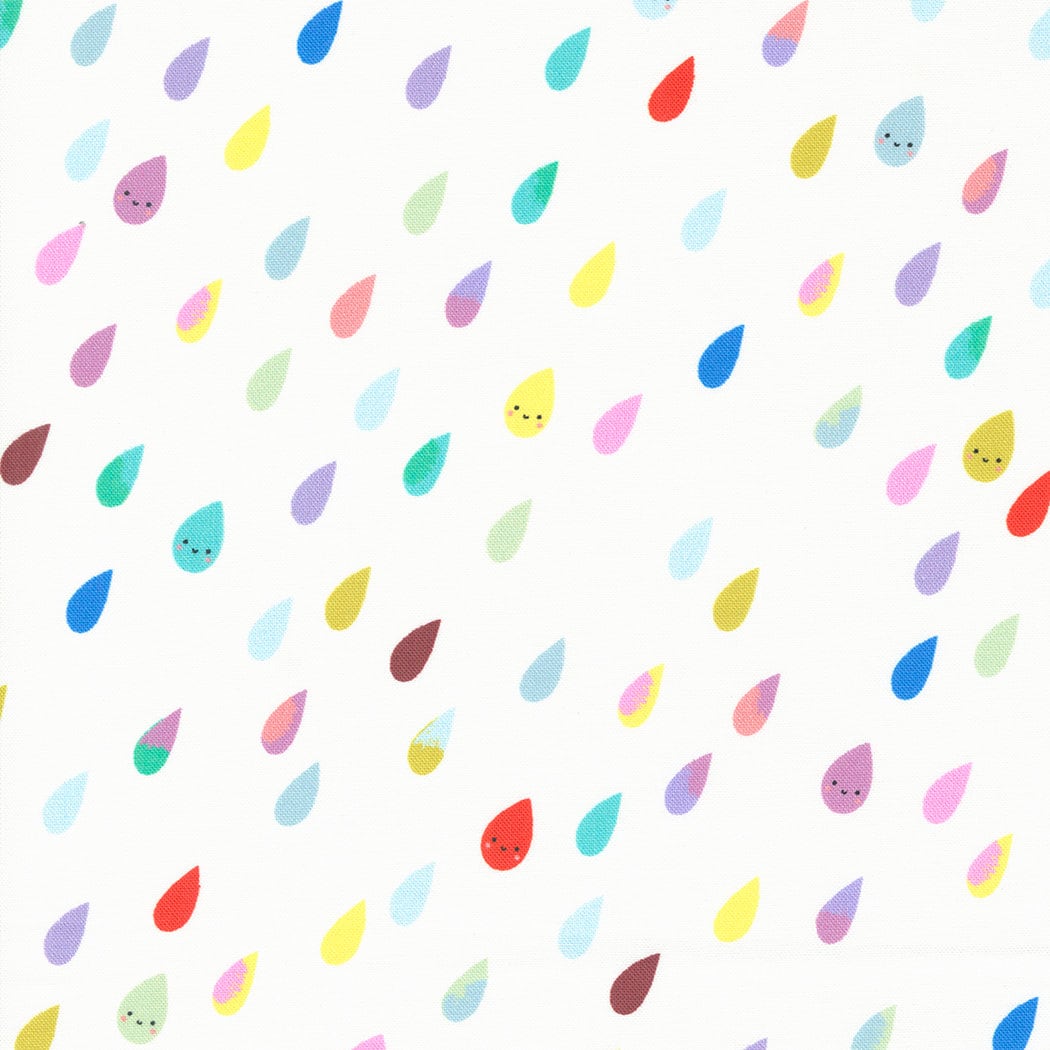 Whatever the Weather Raindrops Cloud Fabric - Moda 25141-11, Raindrops Fabric, Gender Neutral Baby Fabric, Unisex Baby Fabric By the Yard