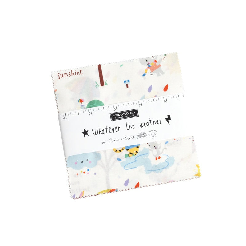 Whatever the Weather Charm Pack - Moda 25140PP, Gender Neutral Baby Charm Pack, Unisex Baby Charm Pack, Weather Themed Juvenile Charm Pack