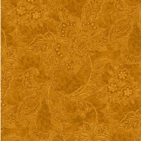 118" Shadows Gold Wide Quilt Backing Fabric - Oasis Fabrics 1830817, Gold Floral Wide Quilt Backing Fabric By the Yard