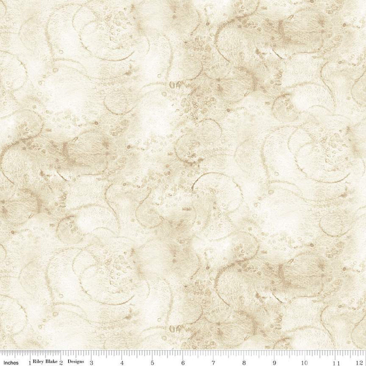 Painter's Watercolor Swirl Parchment Fabric - Riley Blake Designs C680PARCHMENT, Cream Vintage Look Fabric, Cream Blender Fabric by the Yard