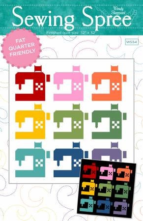 Sewing Spree Quilt Pattern - Wendy Sheppard WS54, Fat Quarter Friendly Sewing Machine Quilt Pattern, Sewing Theme Quilt Pattern