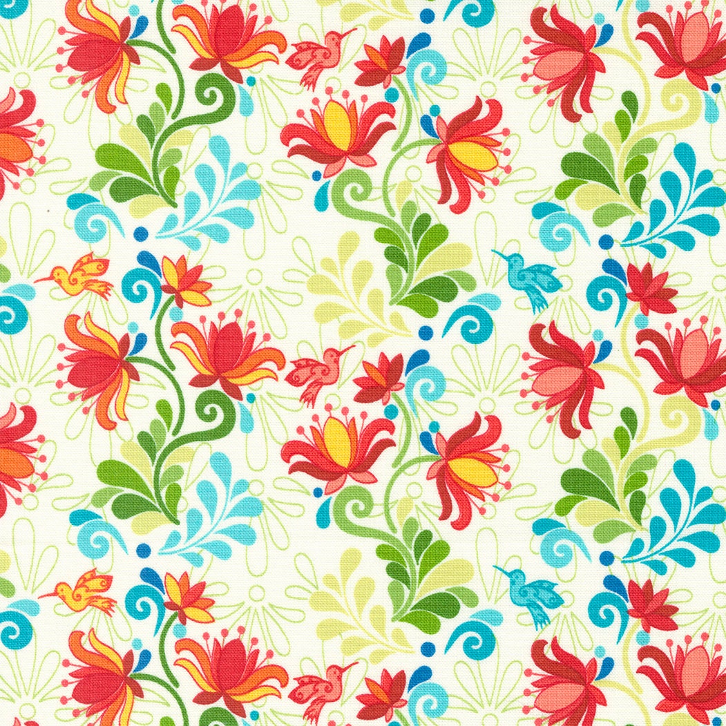 Land of Enchantment Yucca Floral Marshmallow Fabric - Moda 45031-11, Talavera Floral Fabric, Southwestern Floral Fabric By the Yard