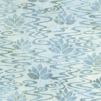 Morning Mist Flowers Haze Batik Fabric - Robert Kaufman AMD20754410, Blue Gray Batik Floral Fabric, Blue Gray Batik Blender By the Yard